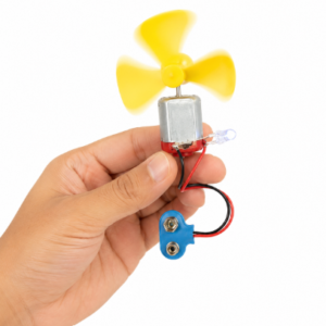 DIY Mini DC Motor Fan Kit with LED and 9V Battery Connector