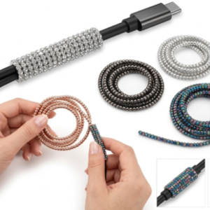 Beaded cable protector sleeve for charging and data cables