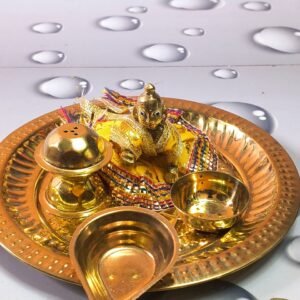 Brass Pooja Thali Set with Laddu Gopal Dress